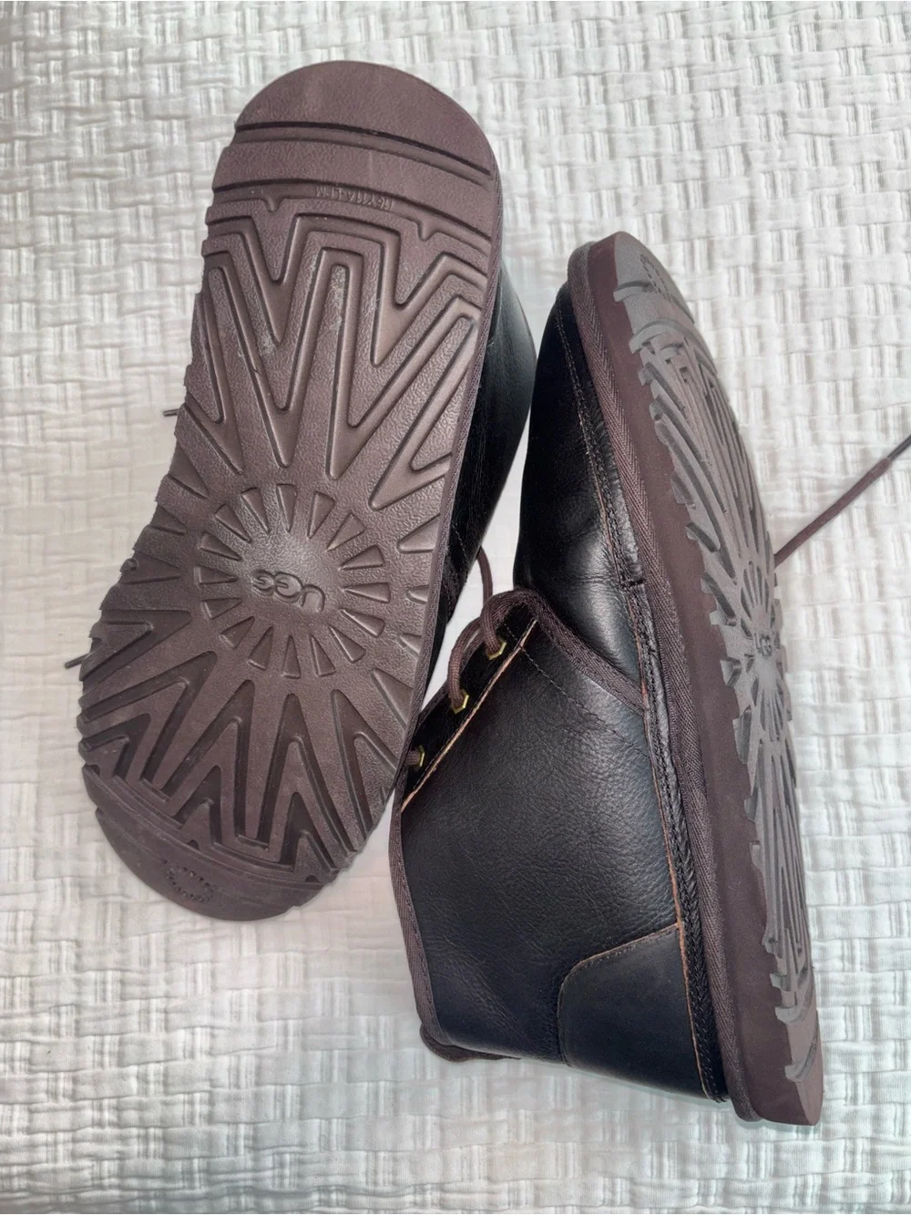 UGG Neumel Men's Leather Chukka Boots Brown Shearling China Tea Size 11